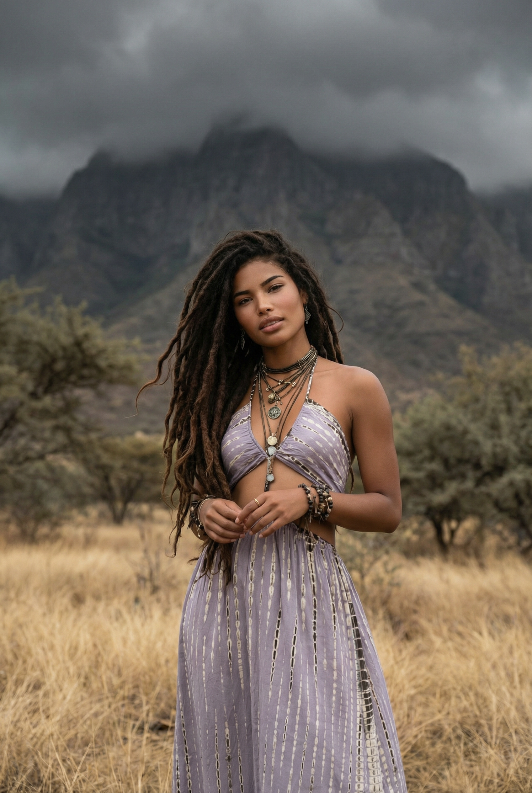 grey bohemian dress Tie Dye Dress Kiana Dark Grey  Thaluta