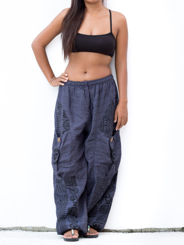 Harem Pants Om Front Pocket Blue