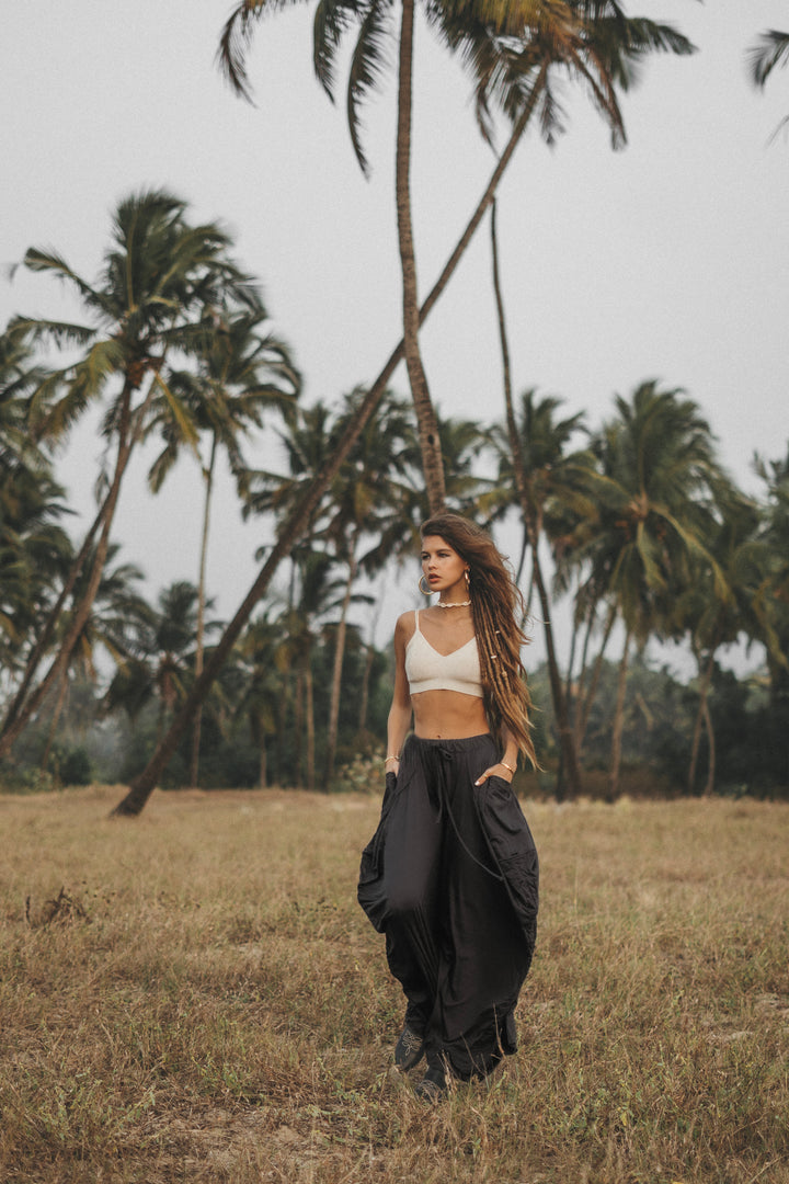 Convertible Maxi Skirt Palazzo Pants Black