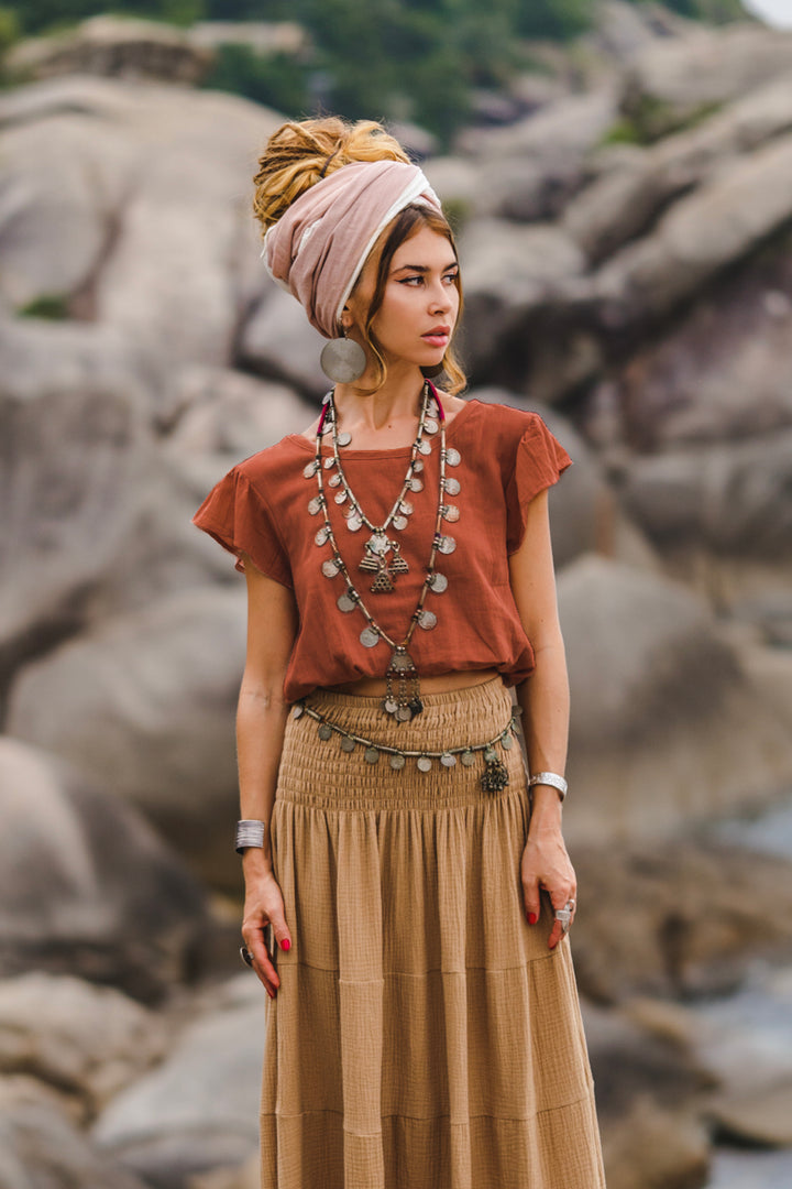 Cap Crop Top Sina Rust