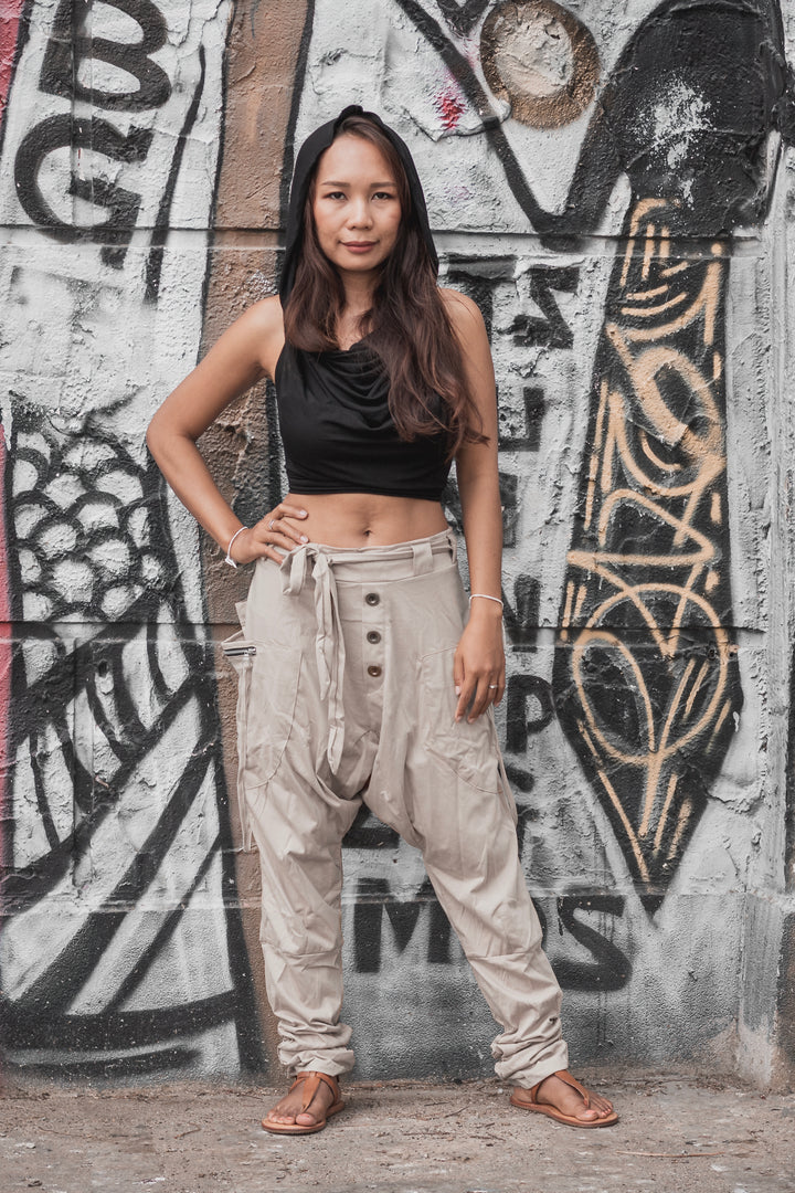 Cyberpunk Harem Pants Women & Men Beige