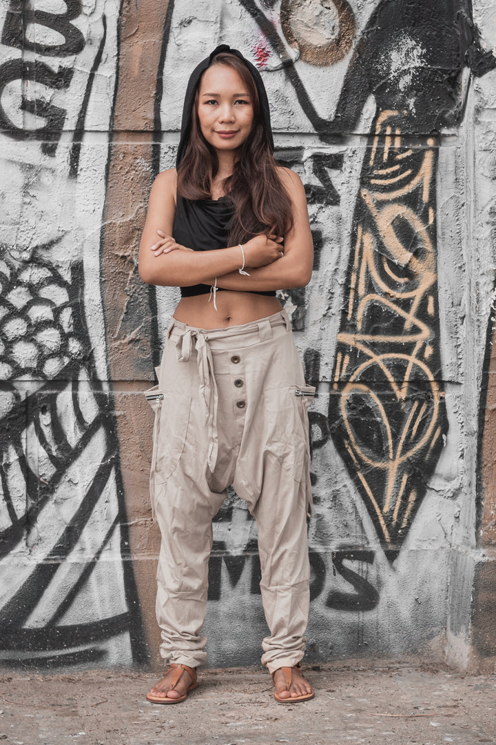 Cyberpunk Harem Pants Women & Men Beige
