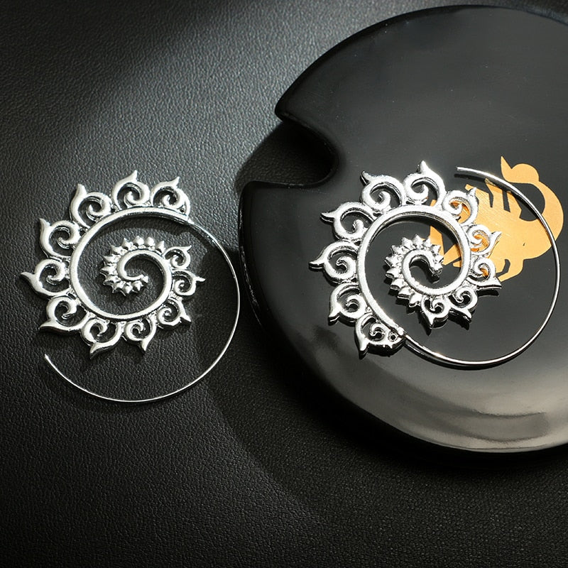 Brass Spiral Earrings Silver