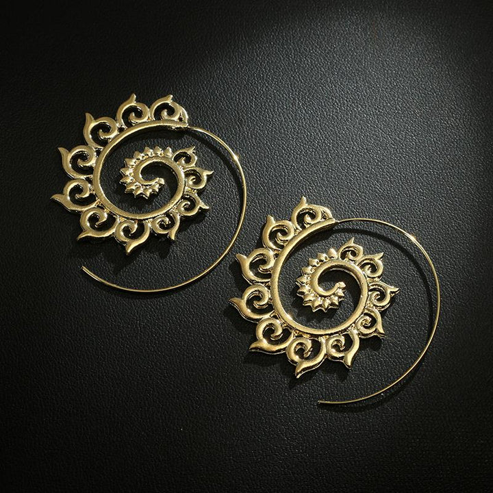 Brass Spiral Earrings Gold