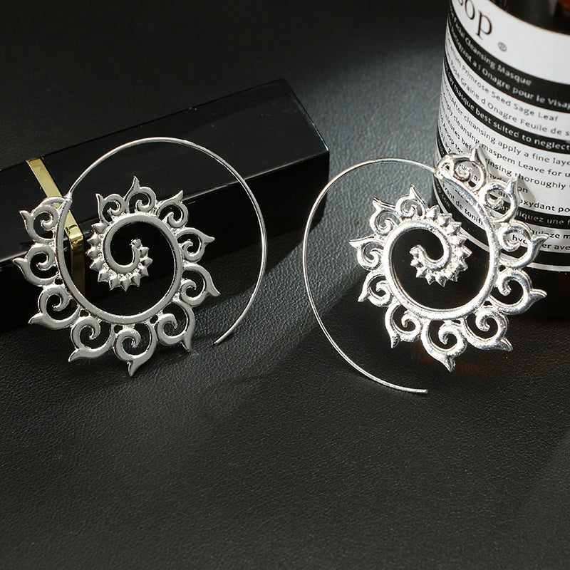 Brass Spiral Earrings Silver