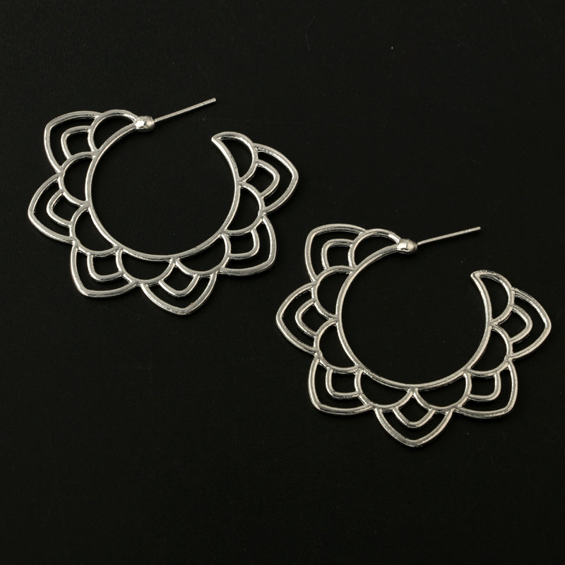 Hoop Brass Earrings Silver