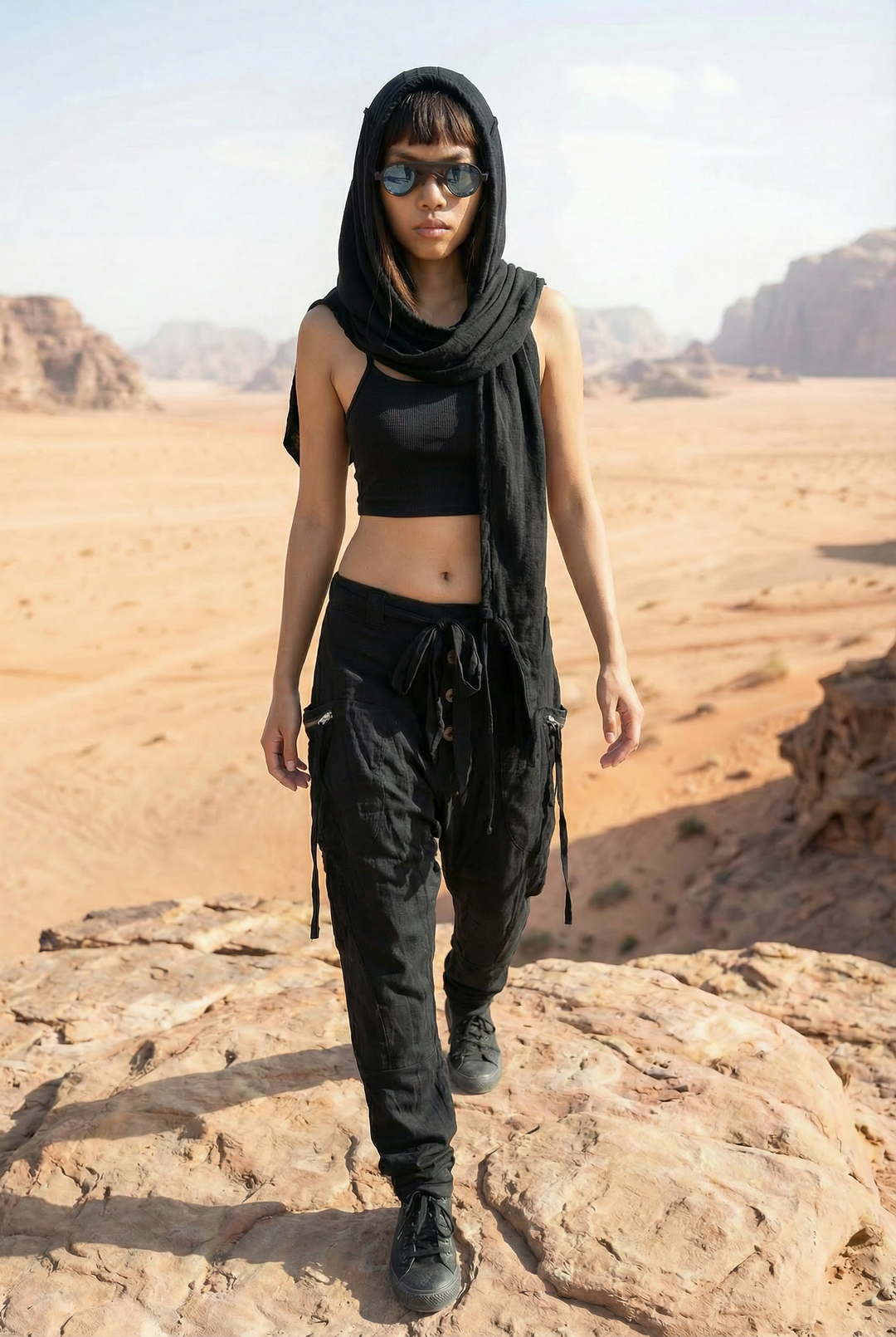 Cyberpunk Harem Pants Women & Men Black