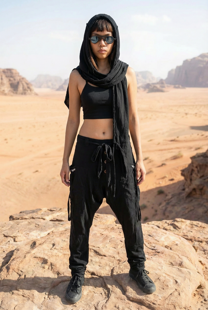 Cyberpunk Harem Pants Women & Men Black
