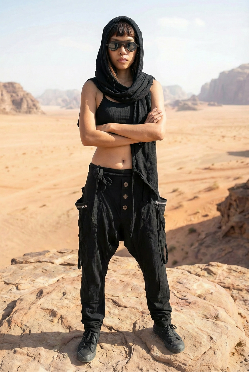 Cyberpunk Harem Pants Women & Men Black