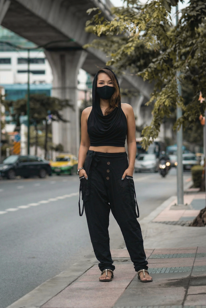 Cyberpunk Harem Pants Women & Men Black