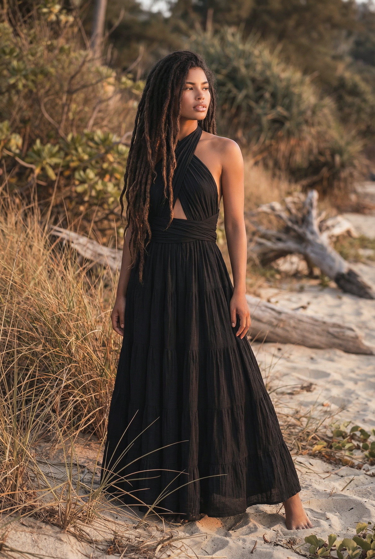 black maxi dress boho Black Tie dye Maxi Dress, Boho Maxi Dress Beach Summer Dress Honeymoon Vacation Open Back Dress Bohemian Long Dress Cover up Gift for her