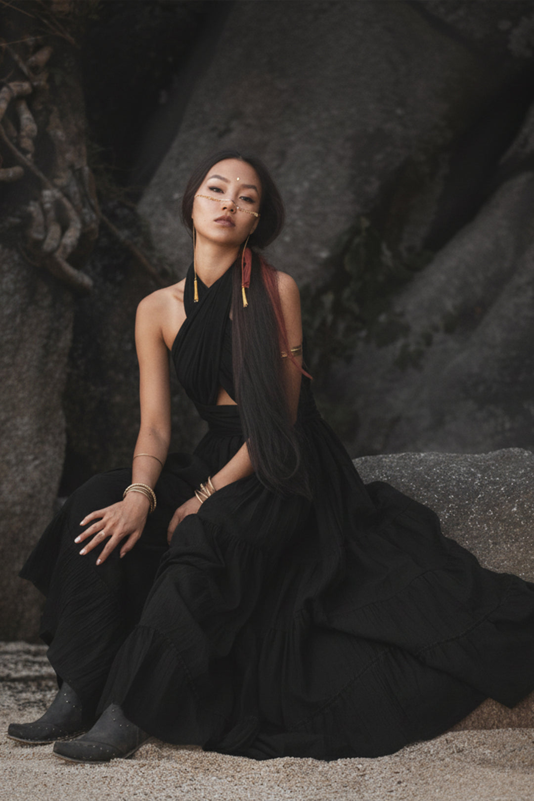 Amara Bohemian Maxi Dress Black