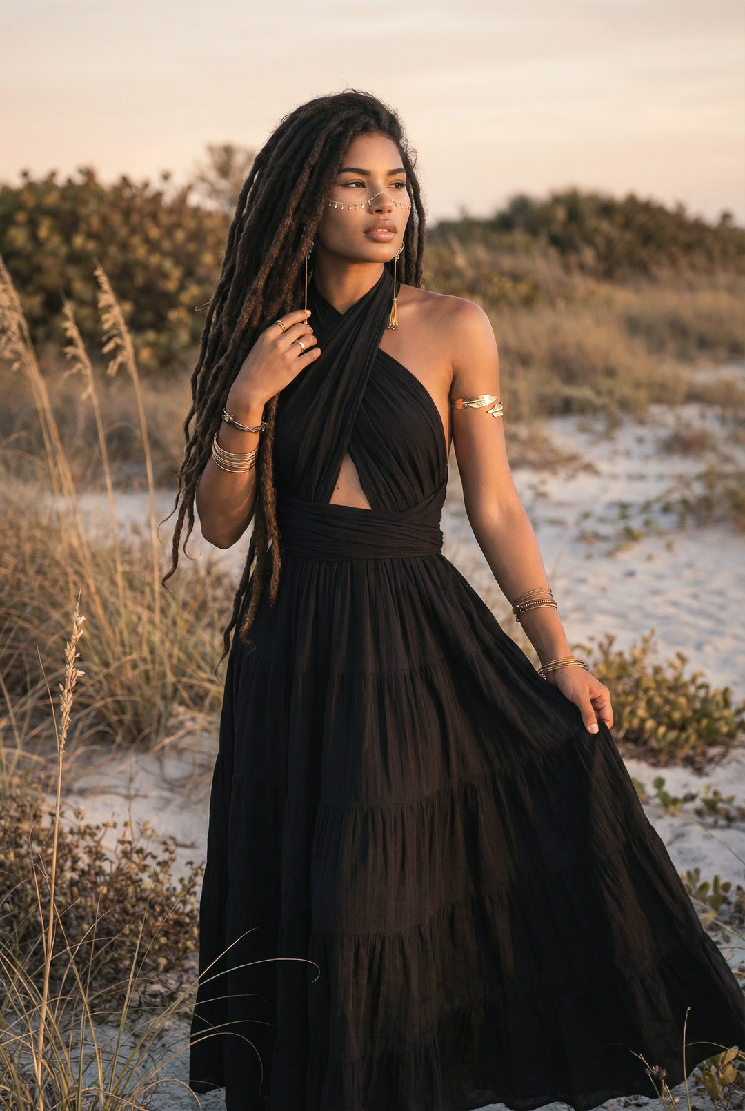 bohemian black maxi dress Tie Dye Maxi Dress, Boho Maxi Dress, Black Maxi Dress, Halter Neck Maxi Dress, Summer Dress, Open Back Dress, Beach Dress, Luna Dress