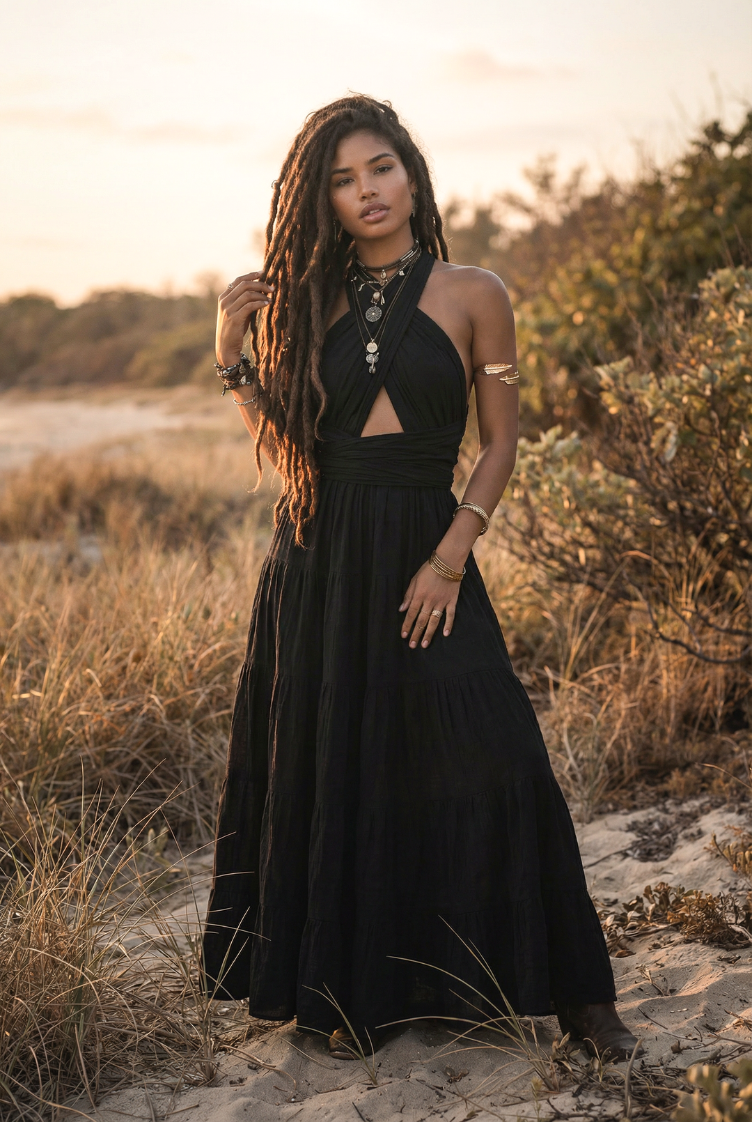 Amara Bohemian Maxi Dress Black Amara Bohemian Maxi Dress Black
