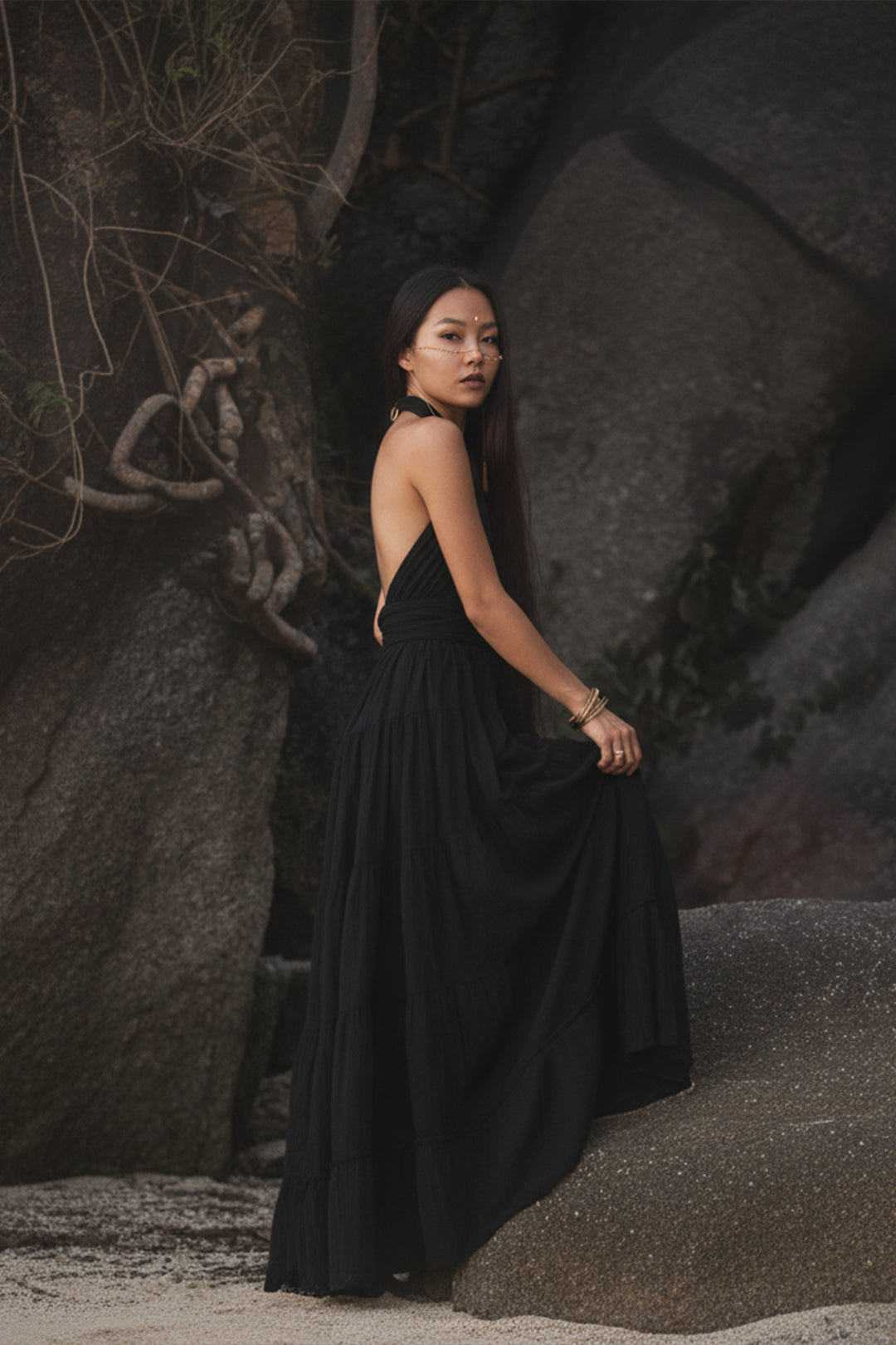 Amara Bohemian Maxi Dress Black