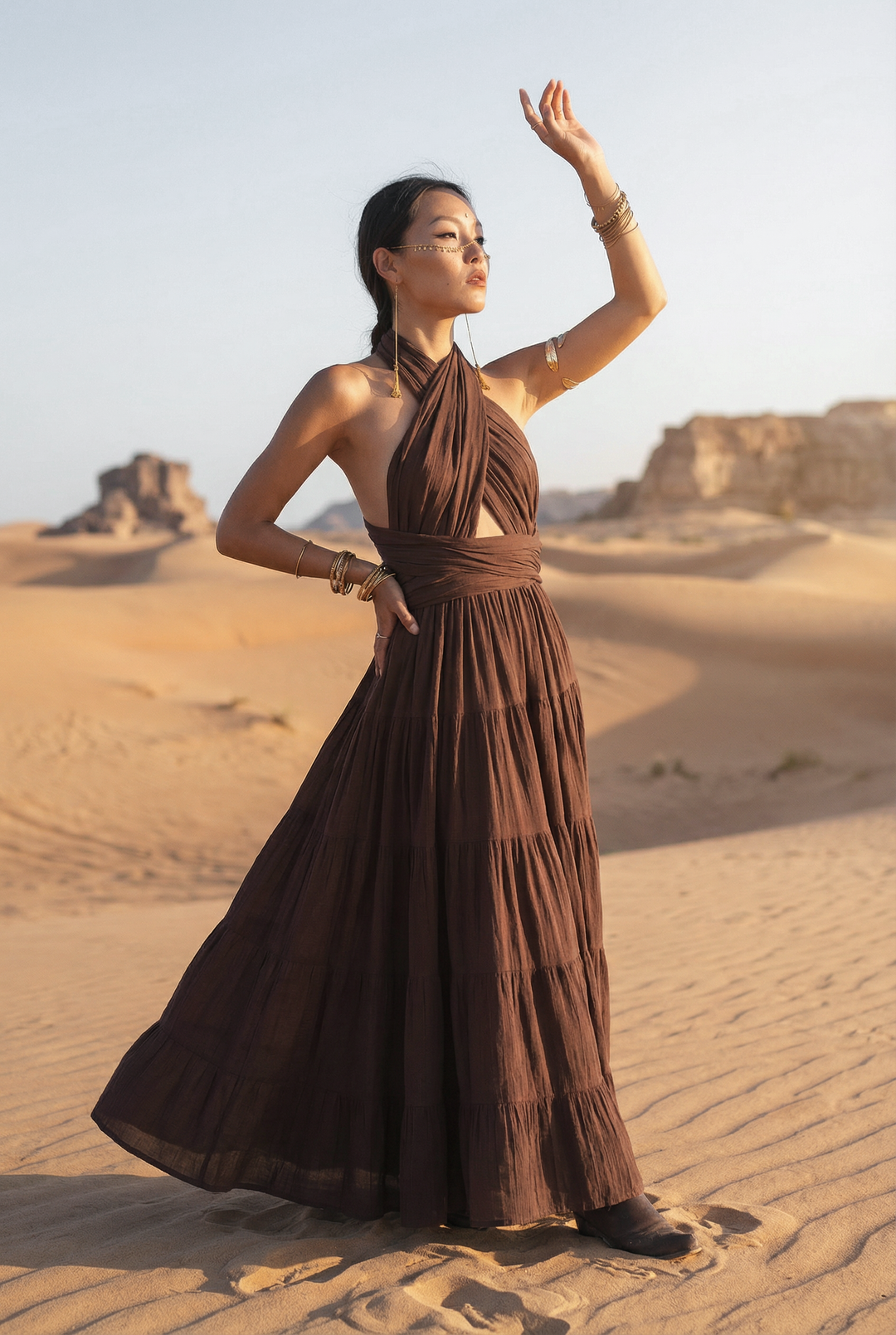 Amara Bohemian Maxi Dress Brown
