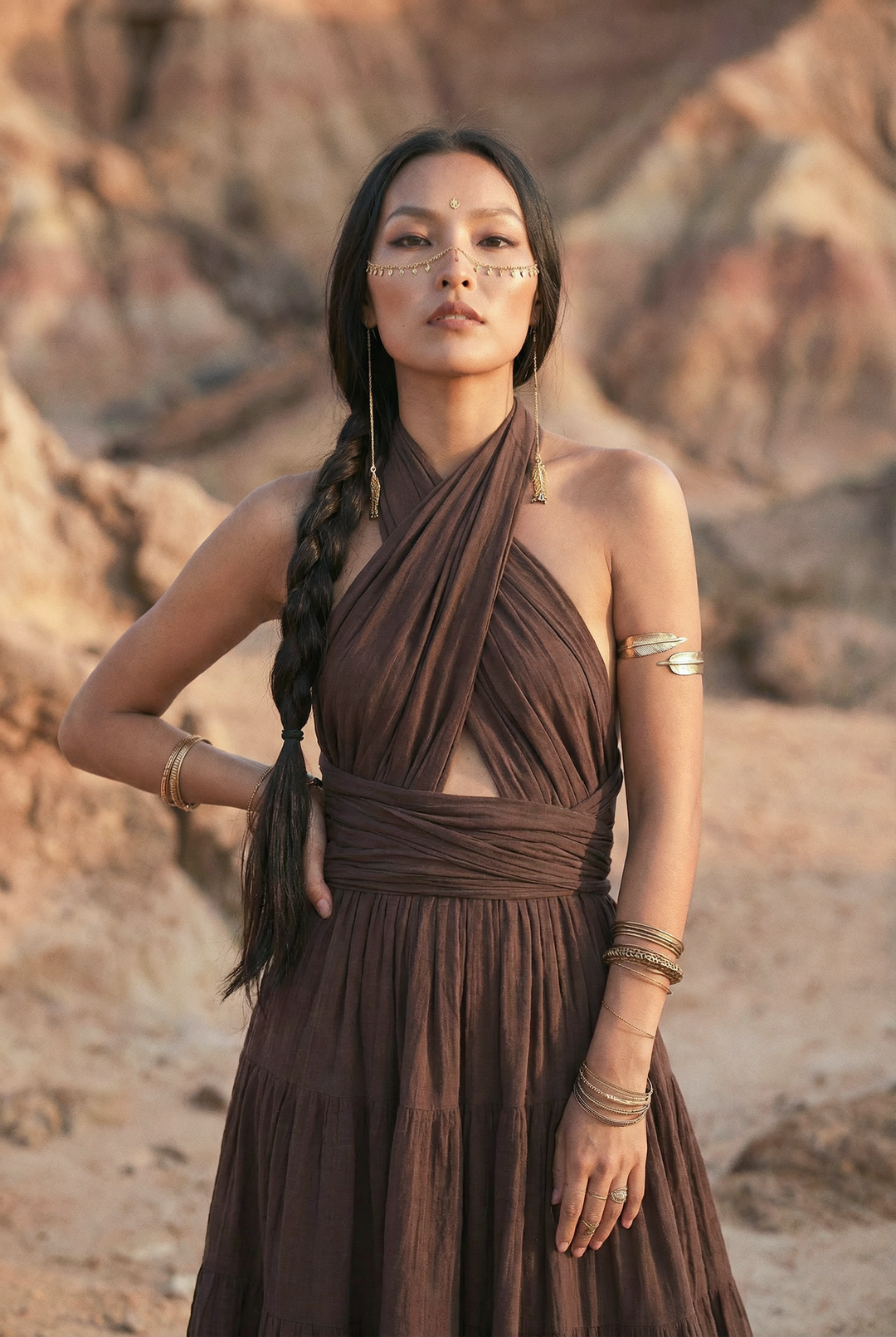Amara Bohemian Maxi Dress Brown Amara Bohemian Maxi Dress Brown