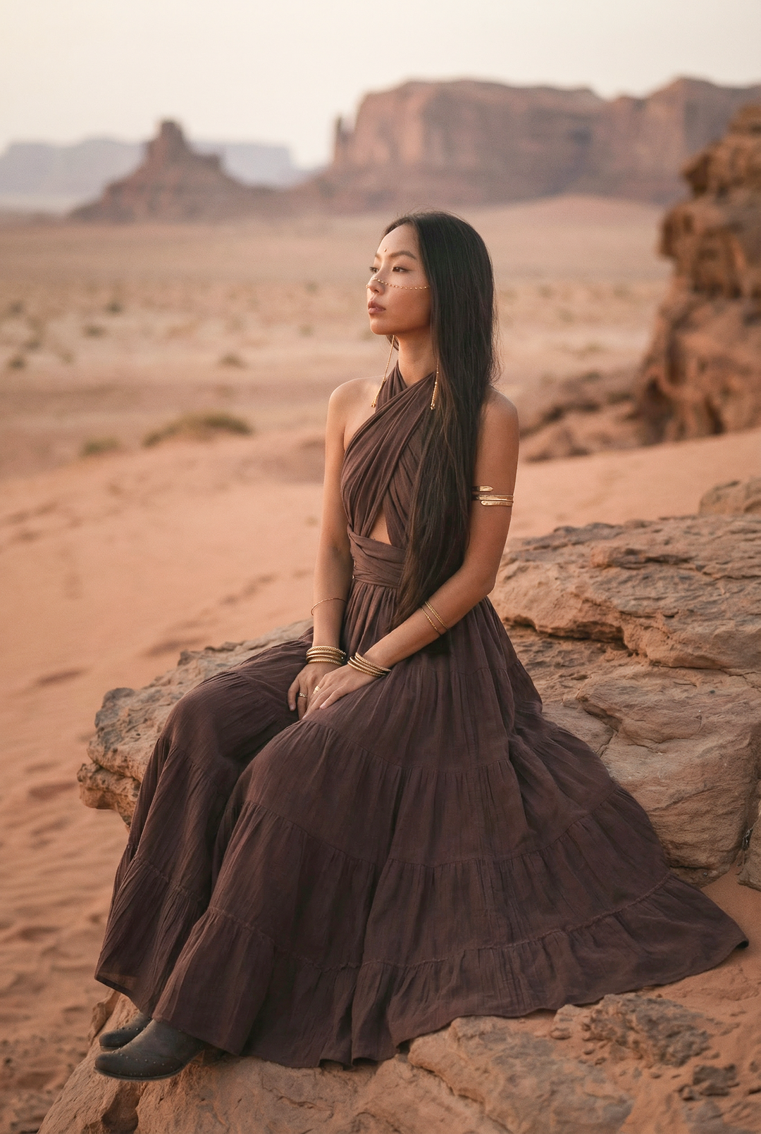 Amara Bohemian Maxi Dress Brown