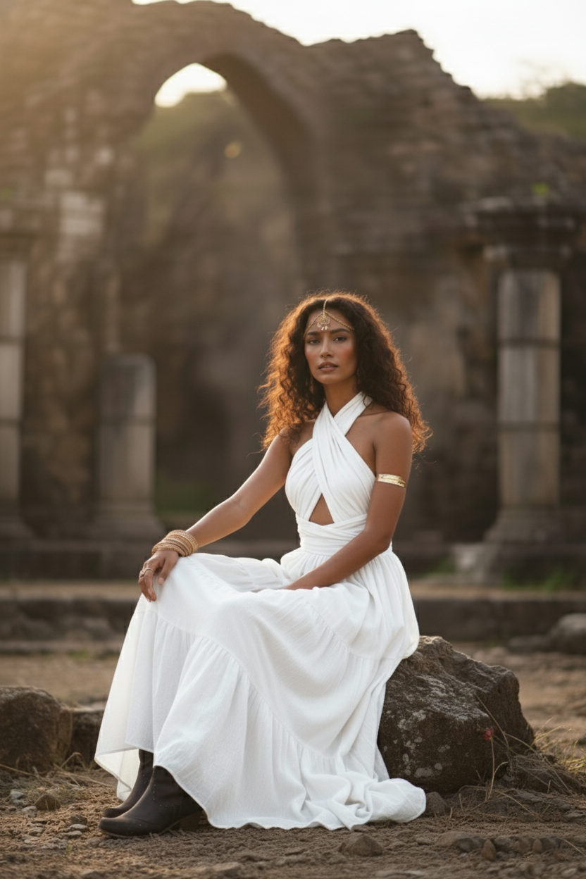 amara maxi dress white Sasha Therese Amara Maxi Dress in White Hills Shire Hire
