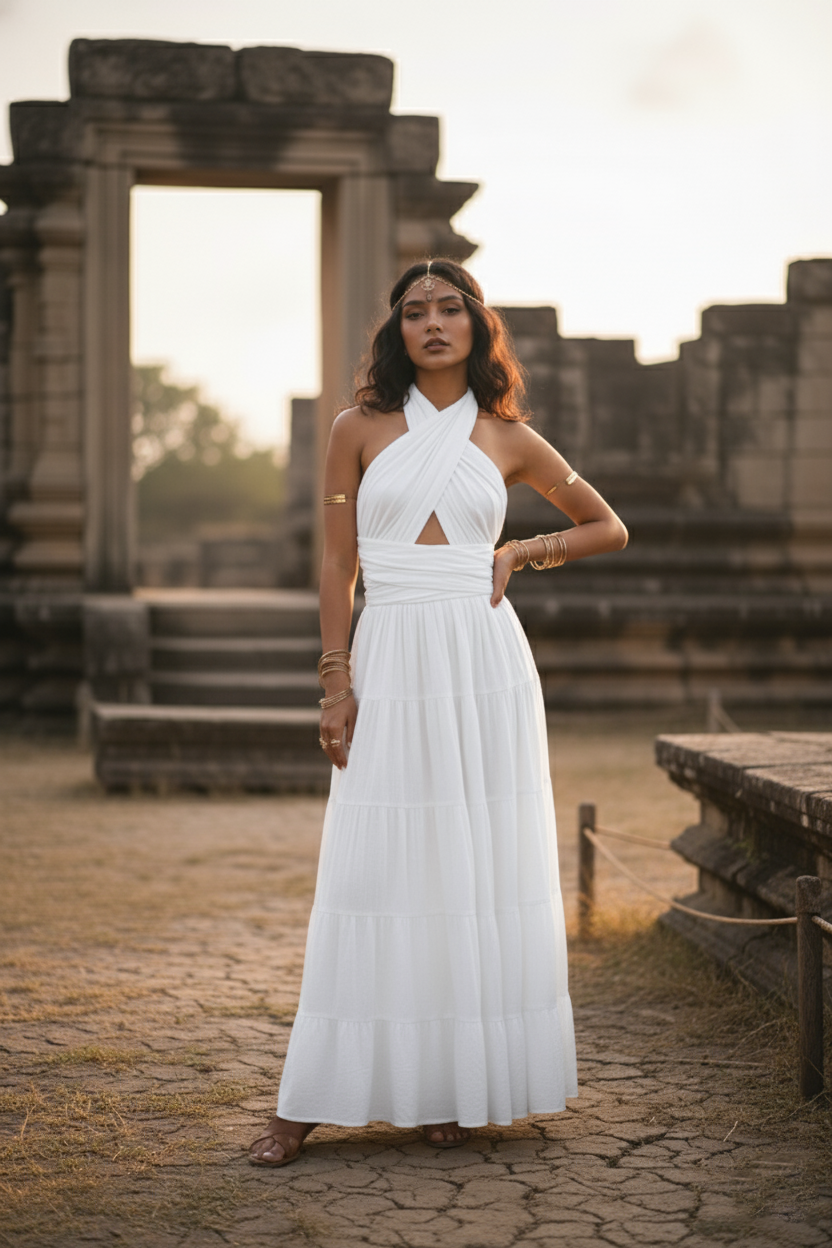 amara maxi dress white Amara Bohemian Maxi Dress White