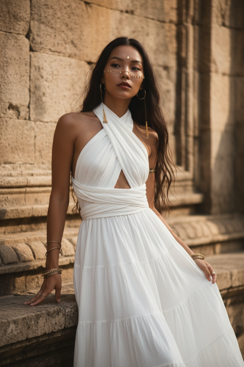 amara maxi dress white Amara Bohemian Maxi Dress White