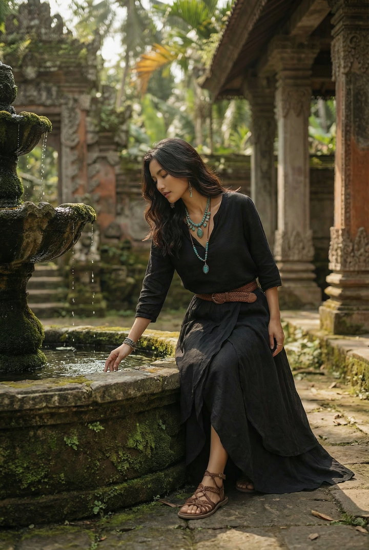 Nalani Cotton Wrap Skirt Black