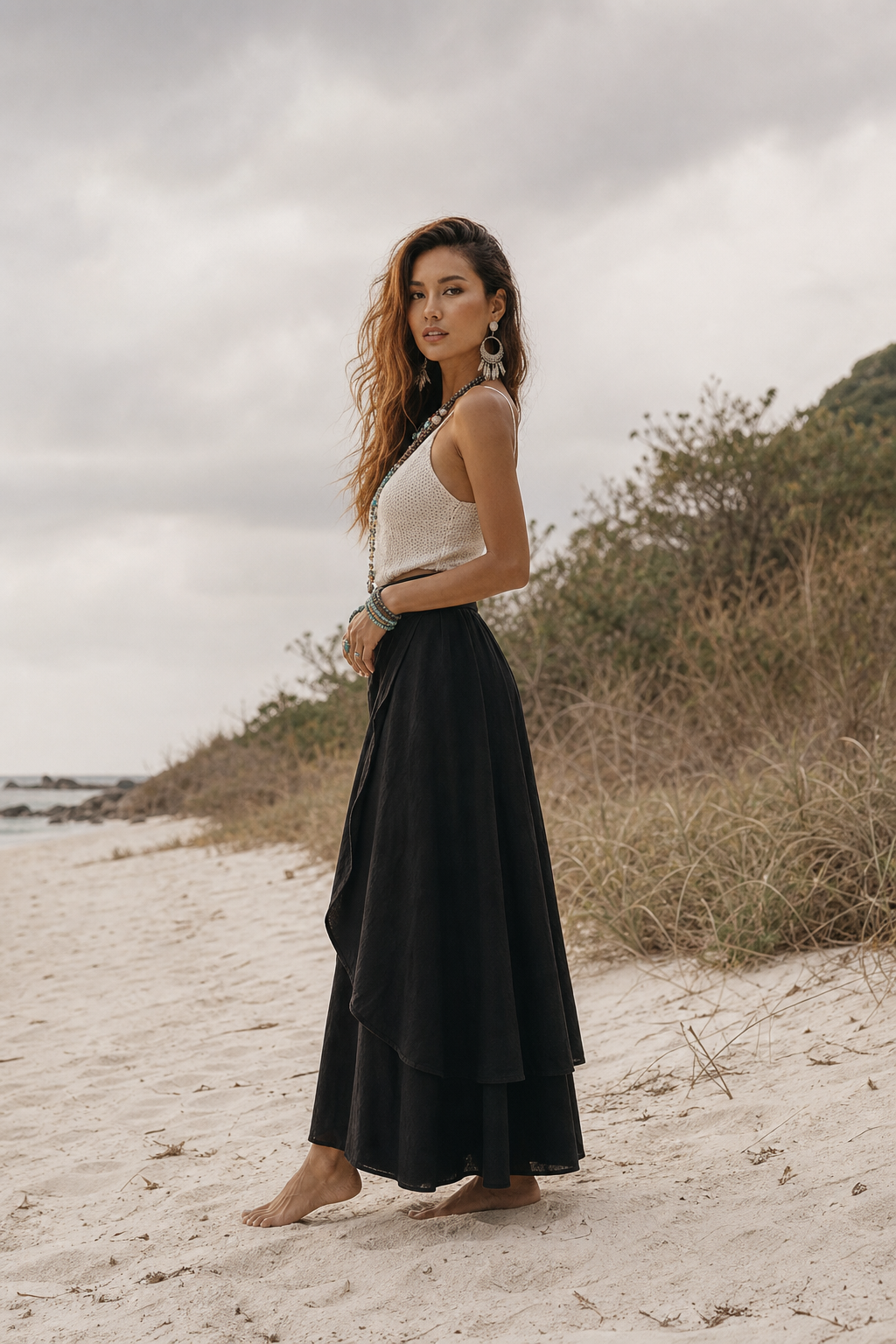 Nalani Cotton Wrap Skirt Black