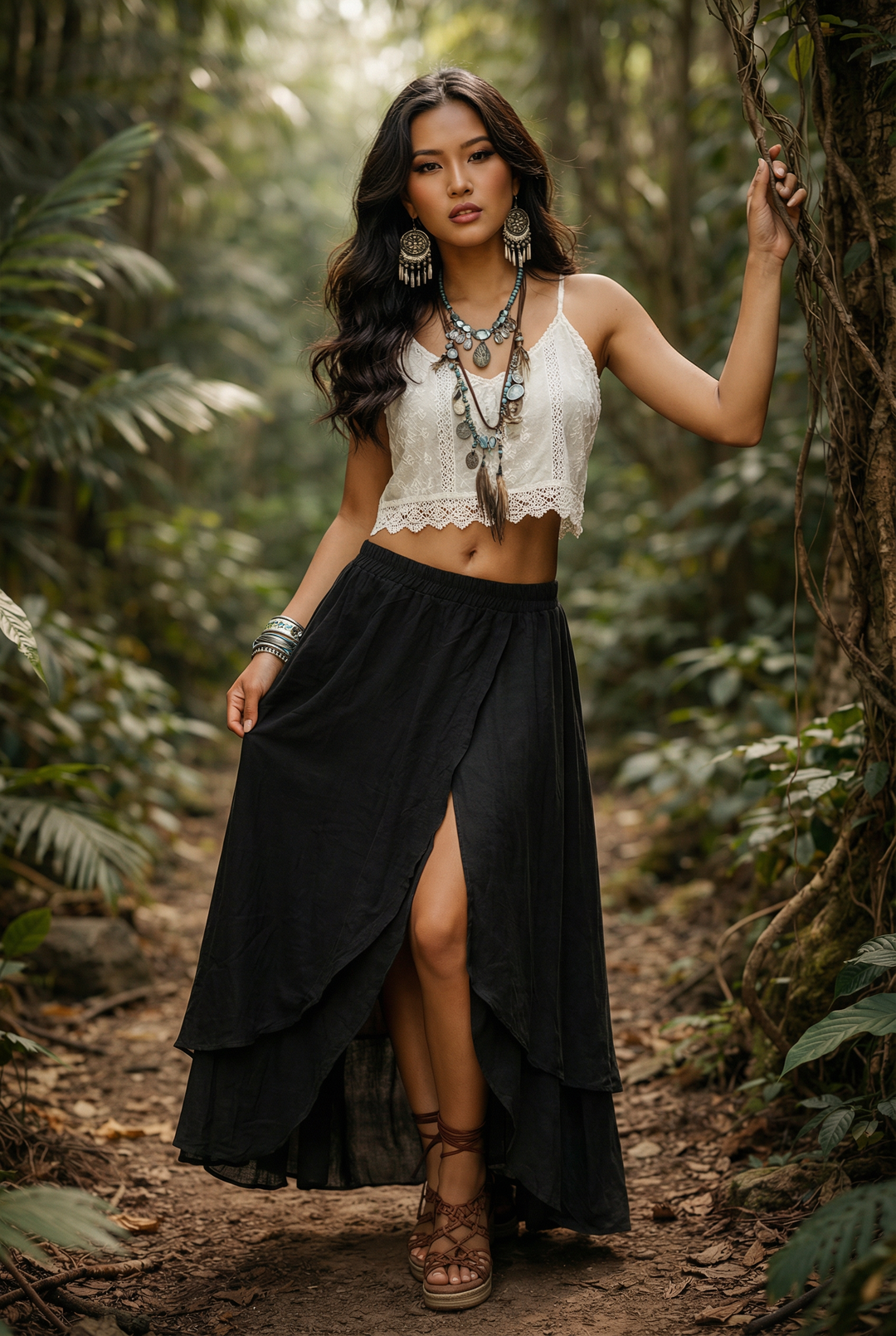 Nalani Cotton Wrap Skirt Black