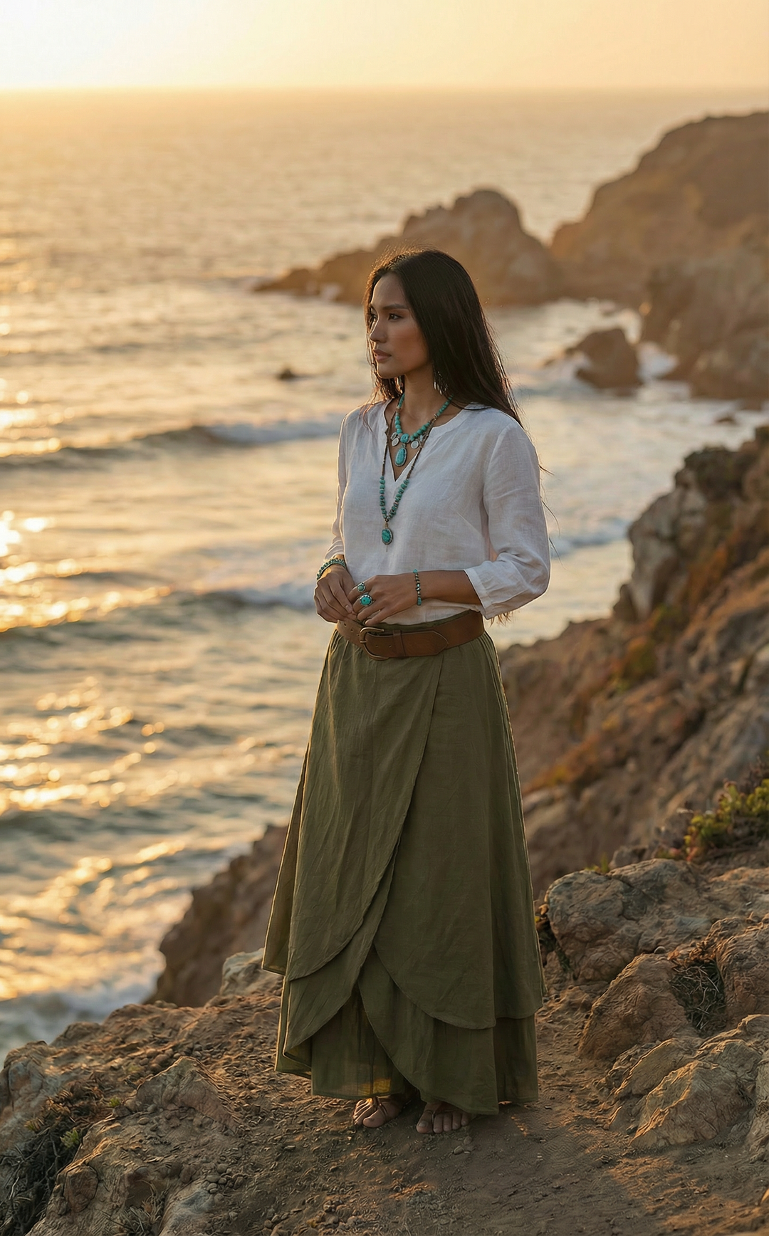 Nalani Cotton Wrap Skirt Olive