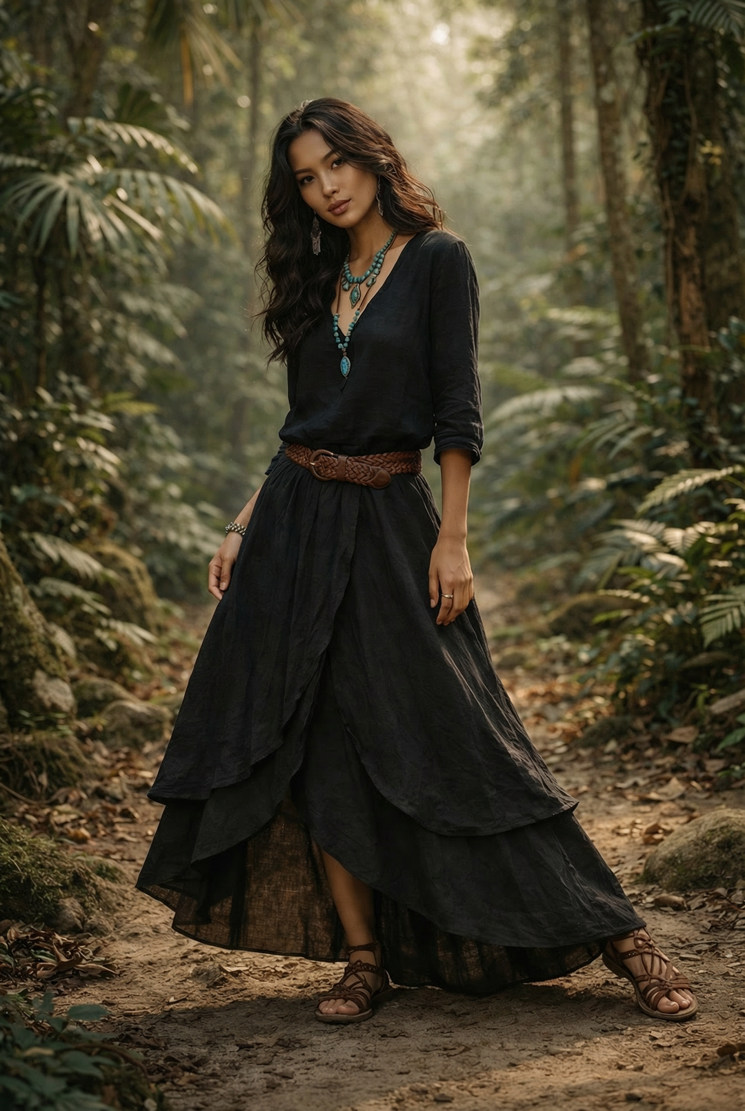 Nalani Cotton Wrap Skirt Black