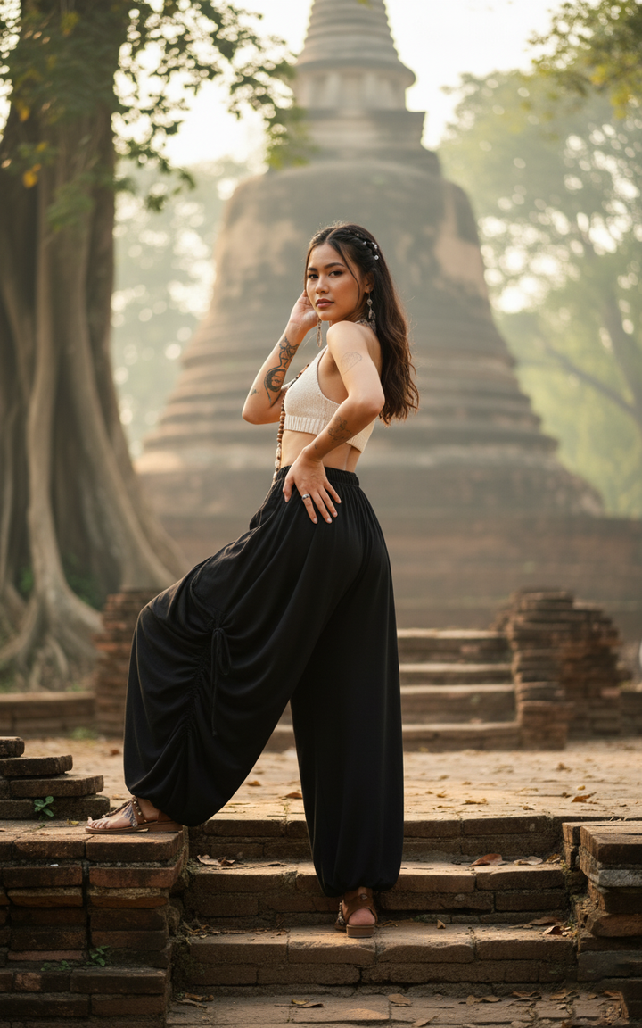 2-in-1 Maxi Skirt Palazzo Pants Black