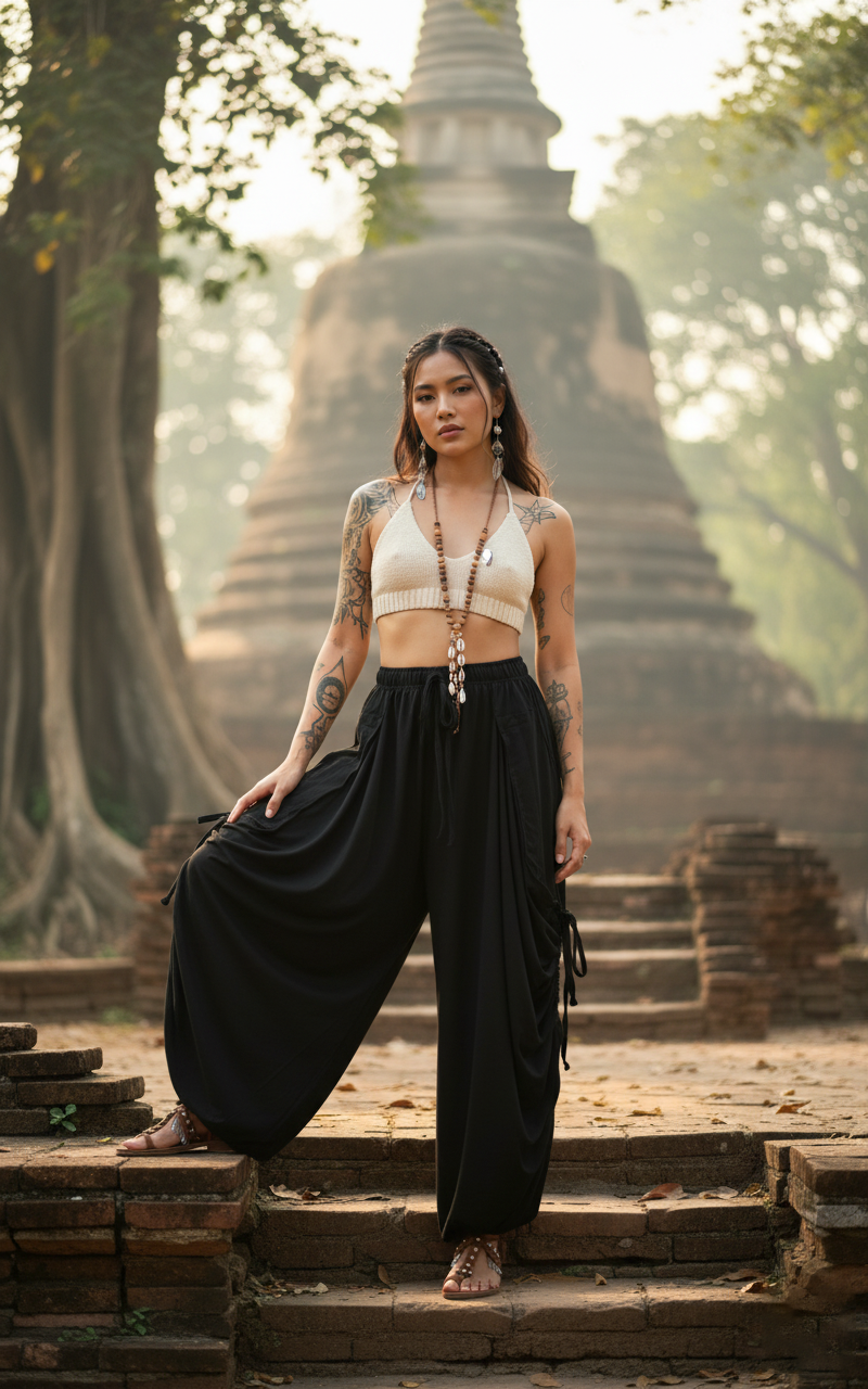 2-in-1 Maxi Skirt Palazzo Pants Black