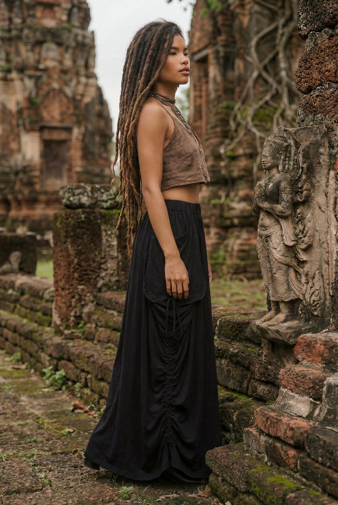 2-in-1 Maxi Skirt Palazzo Pants Black