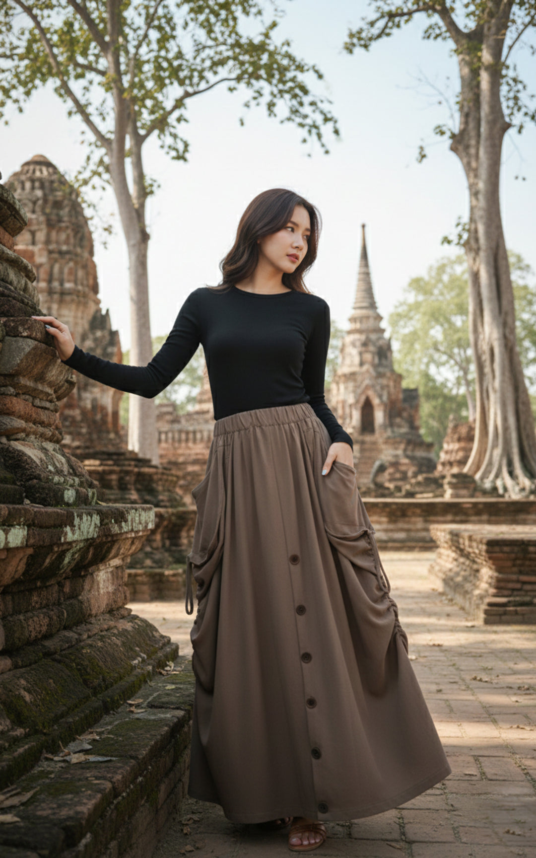 2-in-1 Maxi Skirt Palazzo Pants Desert Orchid