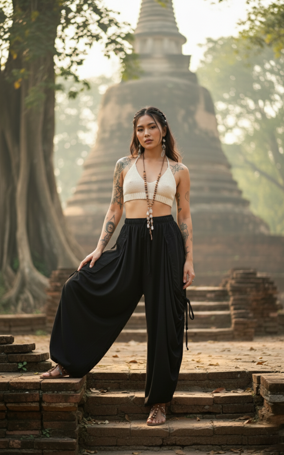 2-in-1 Maxi Skirt Palazzo Pants Black