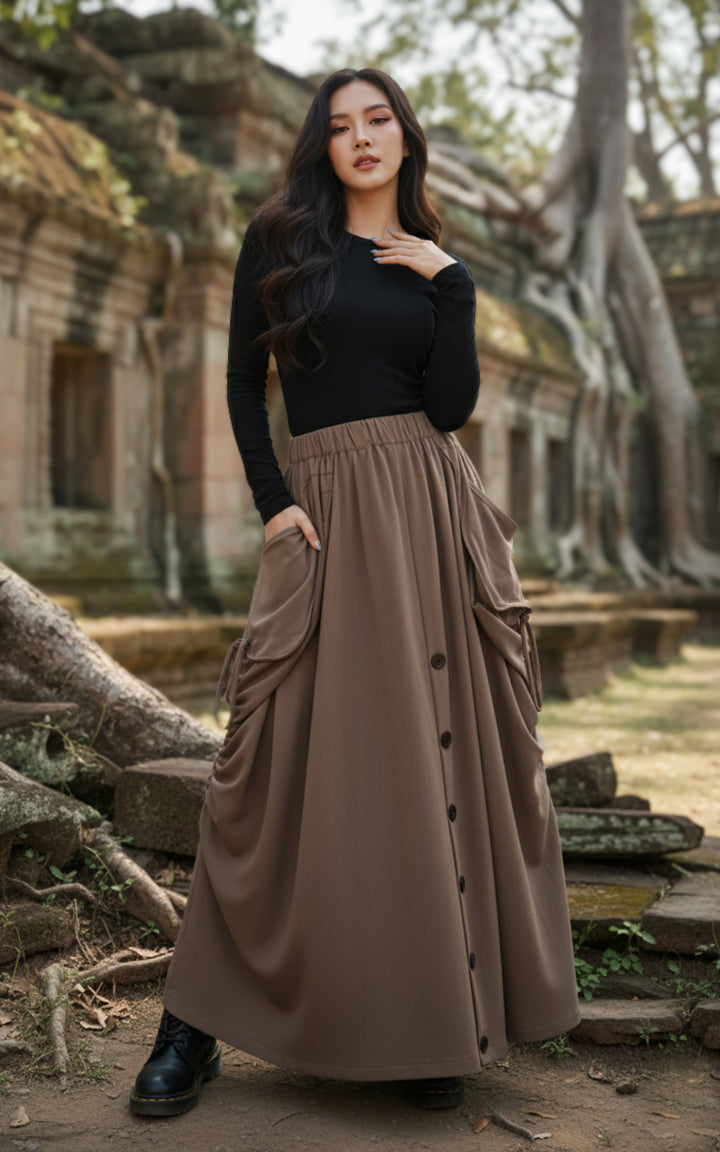 2-in-1 Maxi Skirt Palazzo Pants Desert Orchid