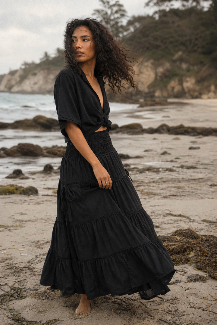 Hana Maxi Pocket Skirt Black