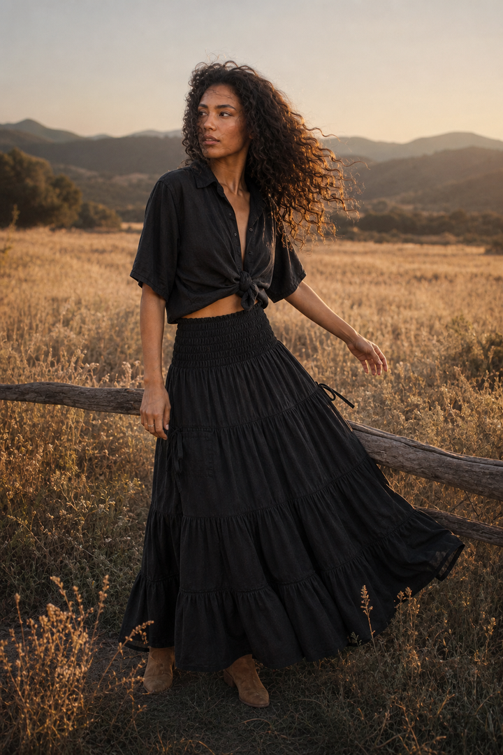 Hana Maxi Pocket Skirt Black