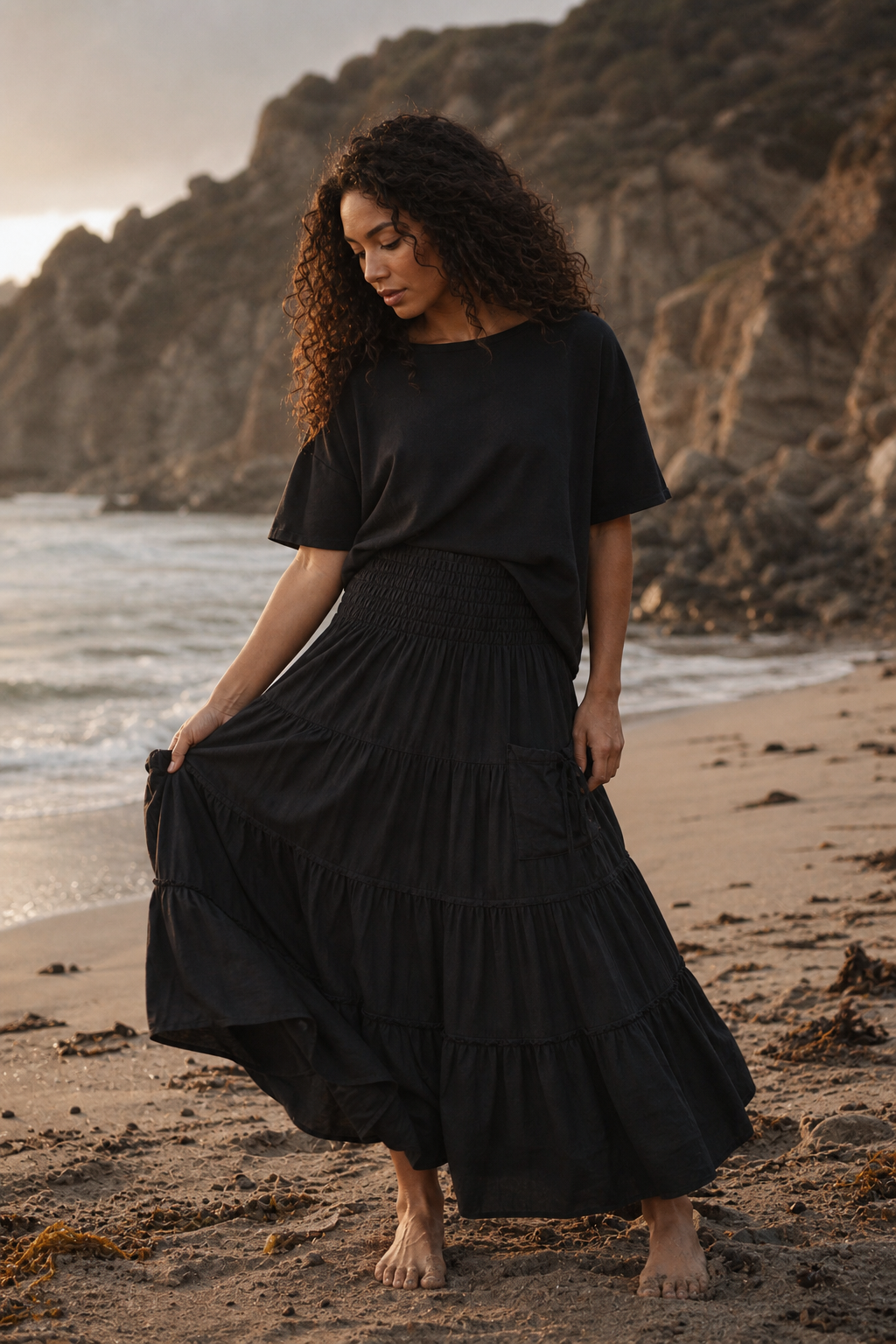 Hana Maxi Pocket Skirt Black