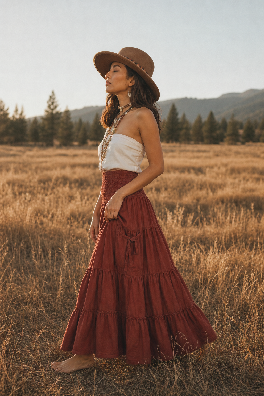 Hana Maxi Pocket Skirt Rust