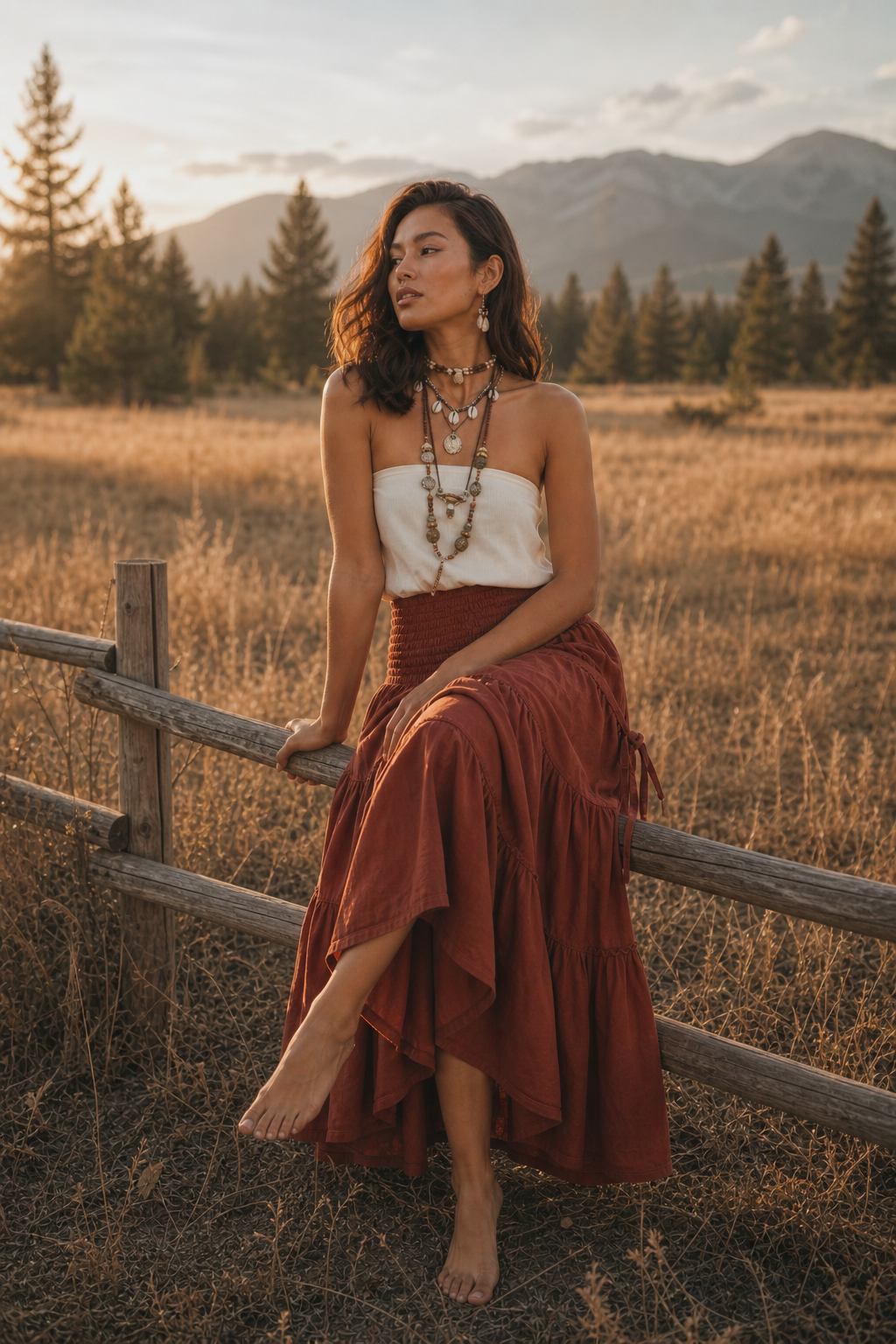 Hana Maxi Pocket Skirt Rust