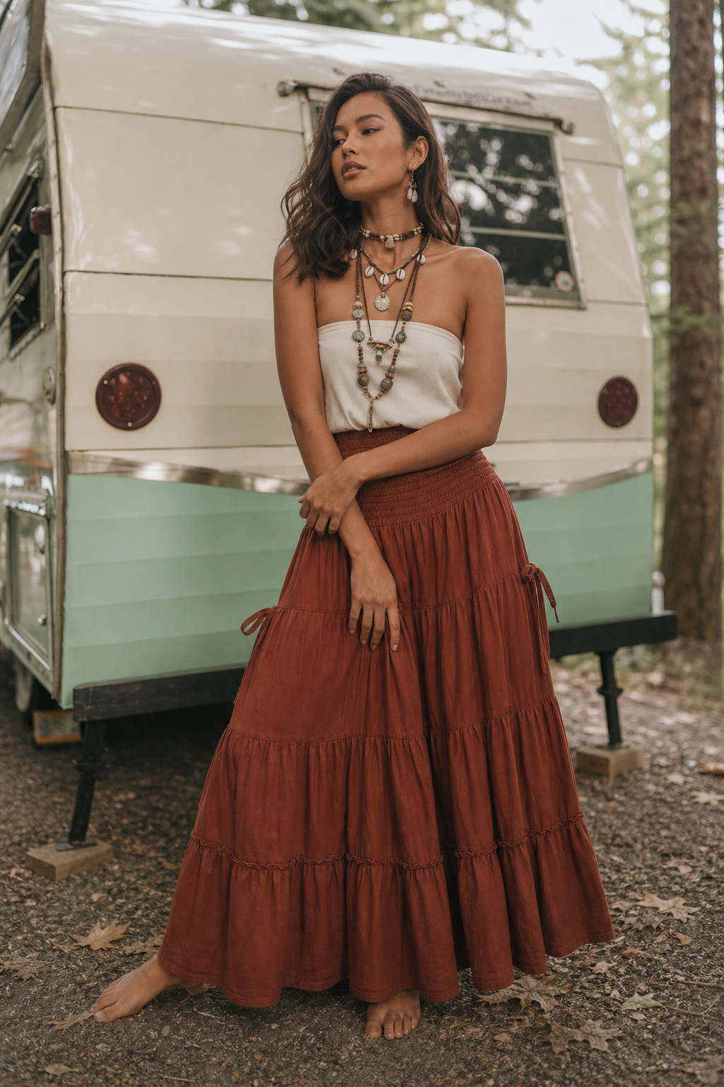 Hana Maxi Pocket Skirt Rust