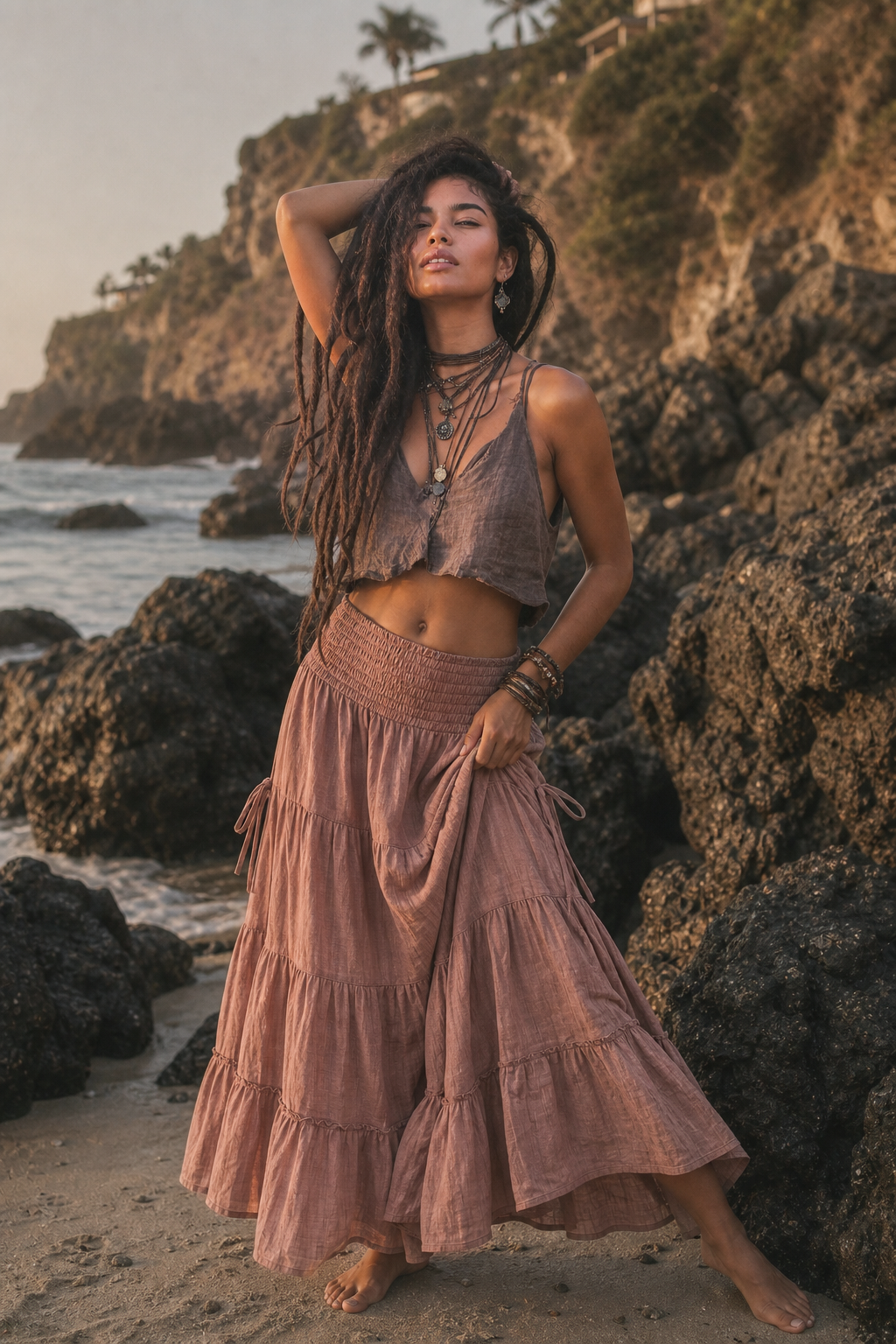 Hana Maxi Pocket Skirt Sandstone