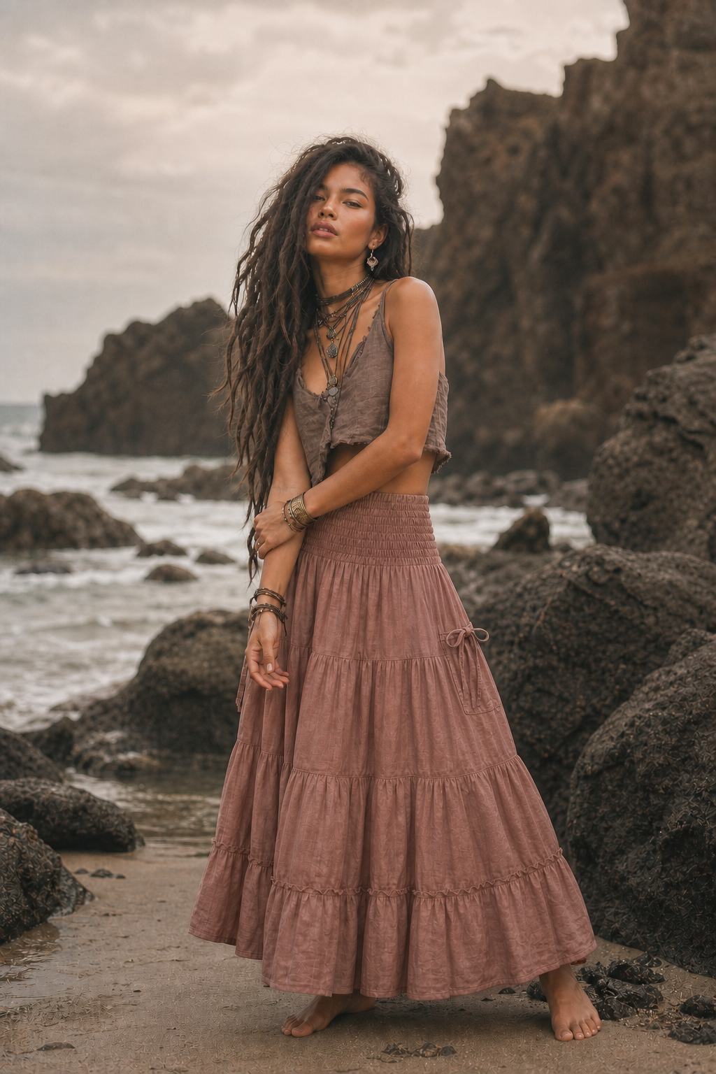 Hana Maxi Pocket Skirt Sandstone
