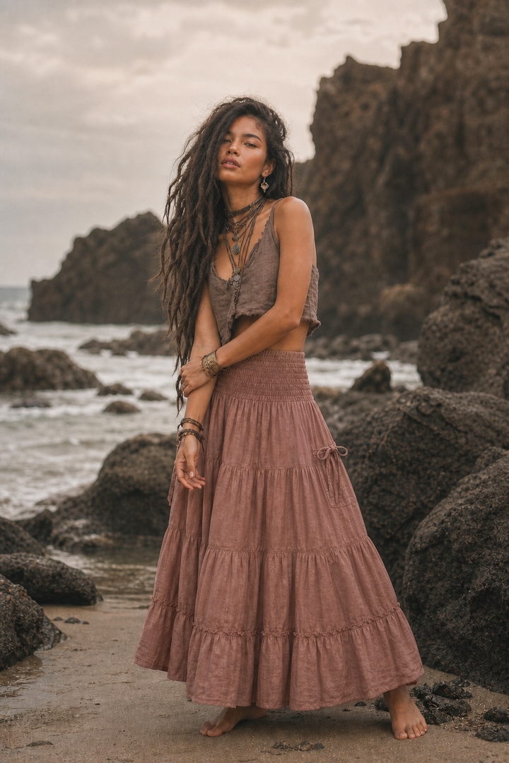 Hana Maxi Pocket Skirt Sandstone