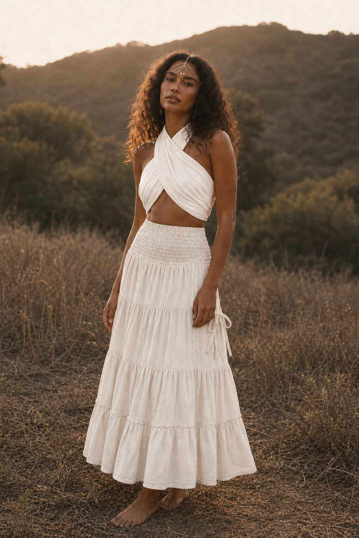 Hana Maxi Pocket Skirt Cream