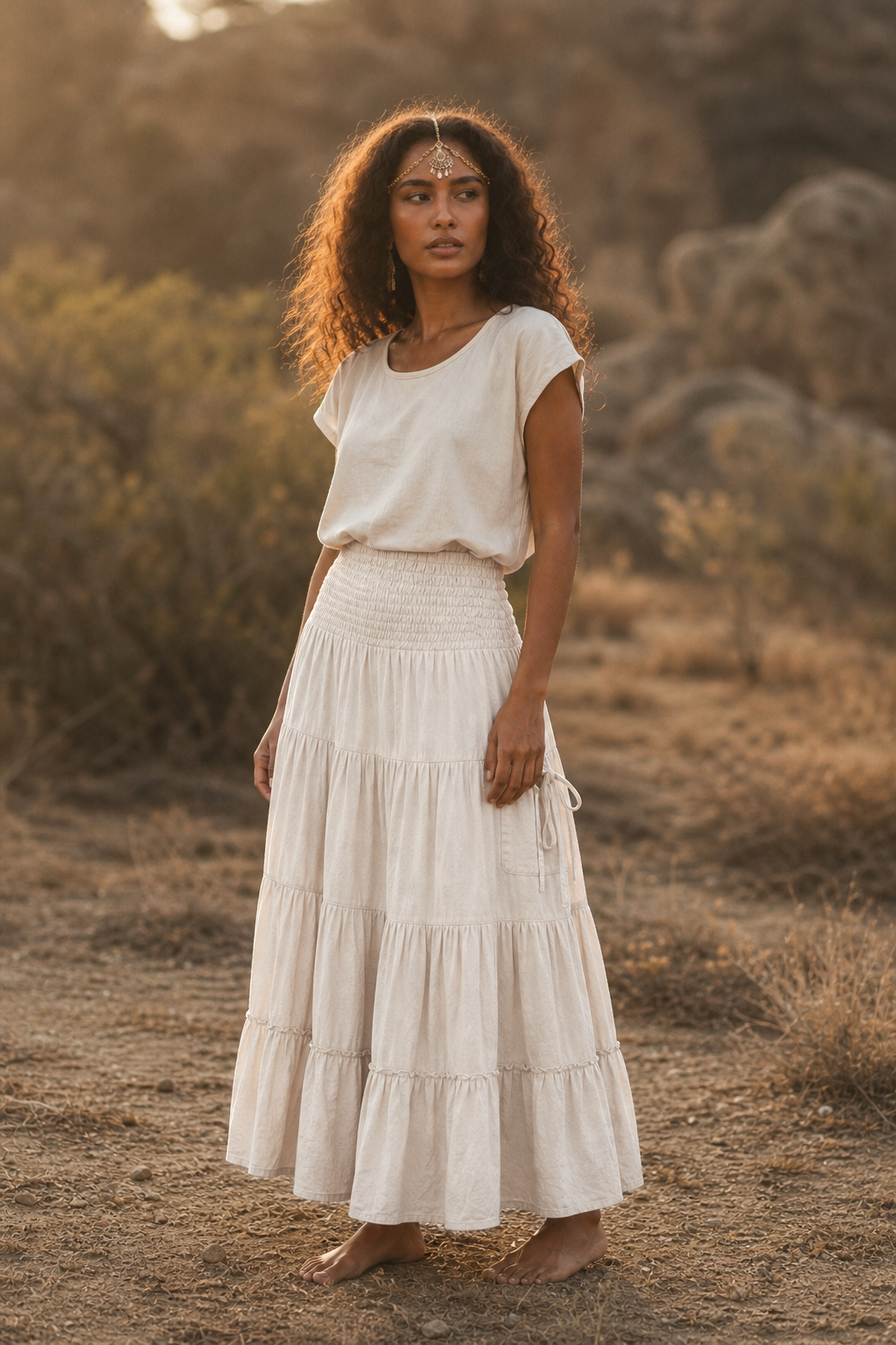Hana Maxi Pocket Skirt Cream