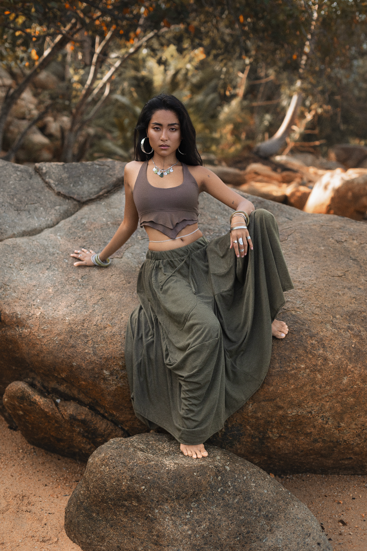 Boho Maxi Skirt Nariya Olive