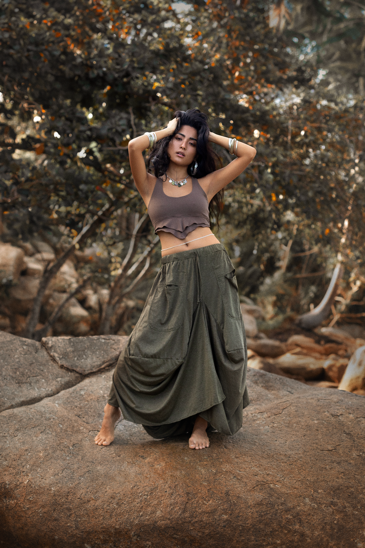 Boho Maxi Skirt Nariya Olive