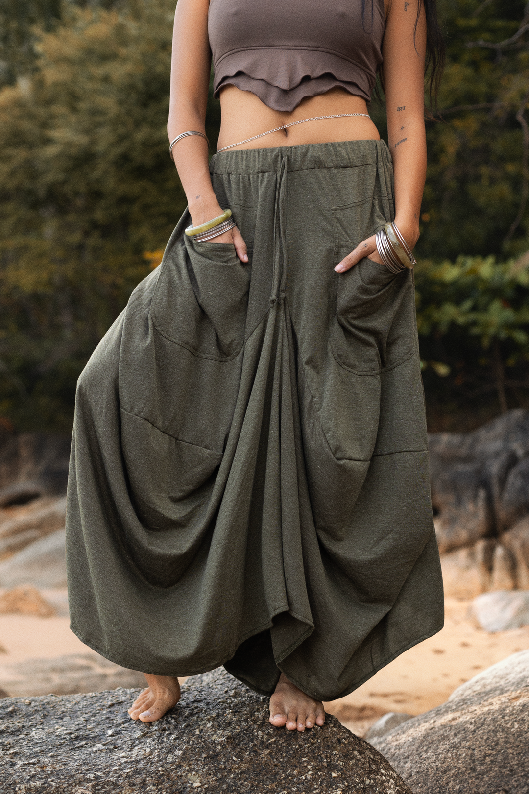 Boho Maxi Skirt Nariya Olive